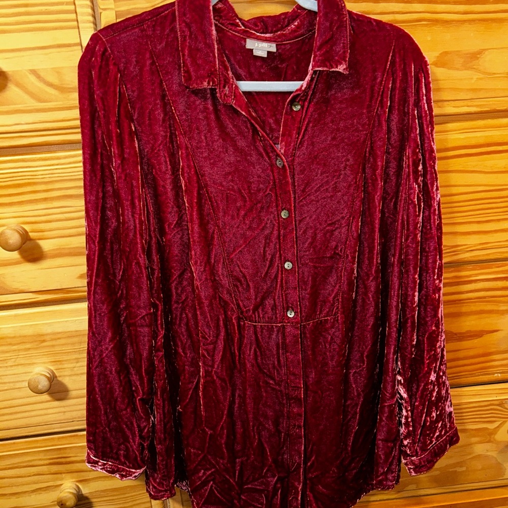 J. Jill Velvet Shirt in Deep Red
